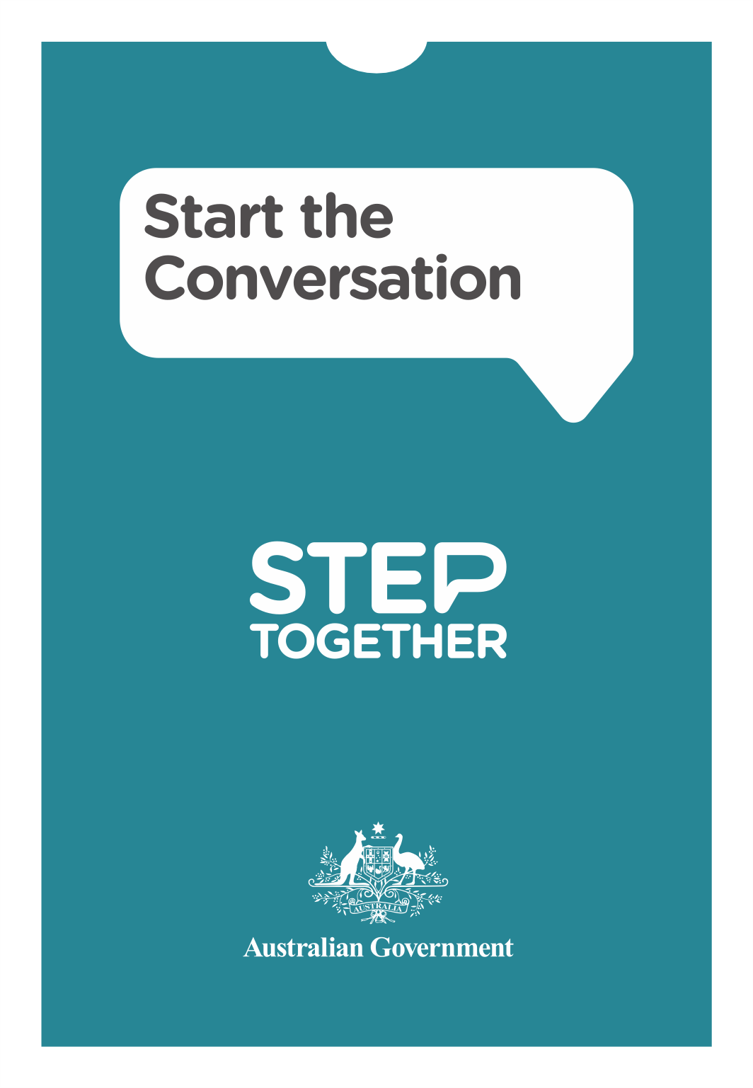 Step Together card titled “Start the Conversation” with Australian Government branding.