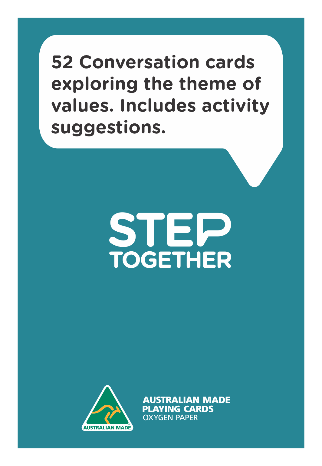 Step Together conversation cards pack with 52 cards exploring values, including suggested activities.